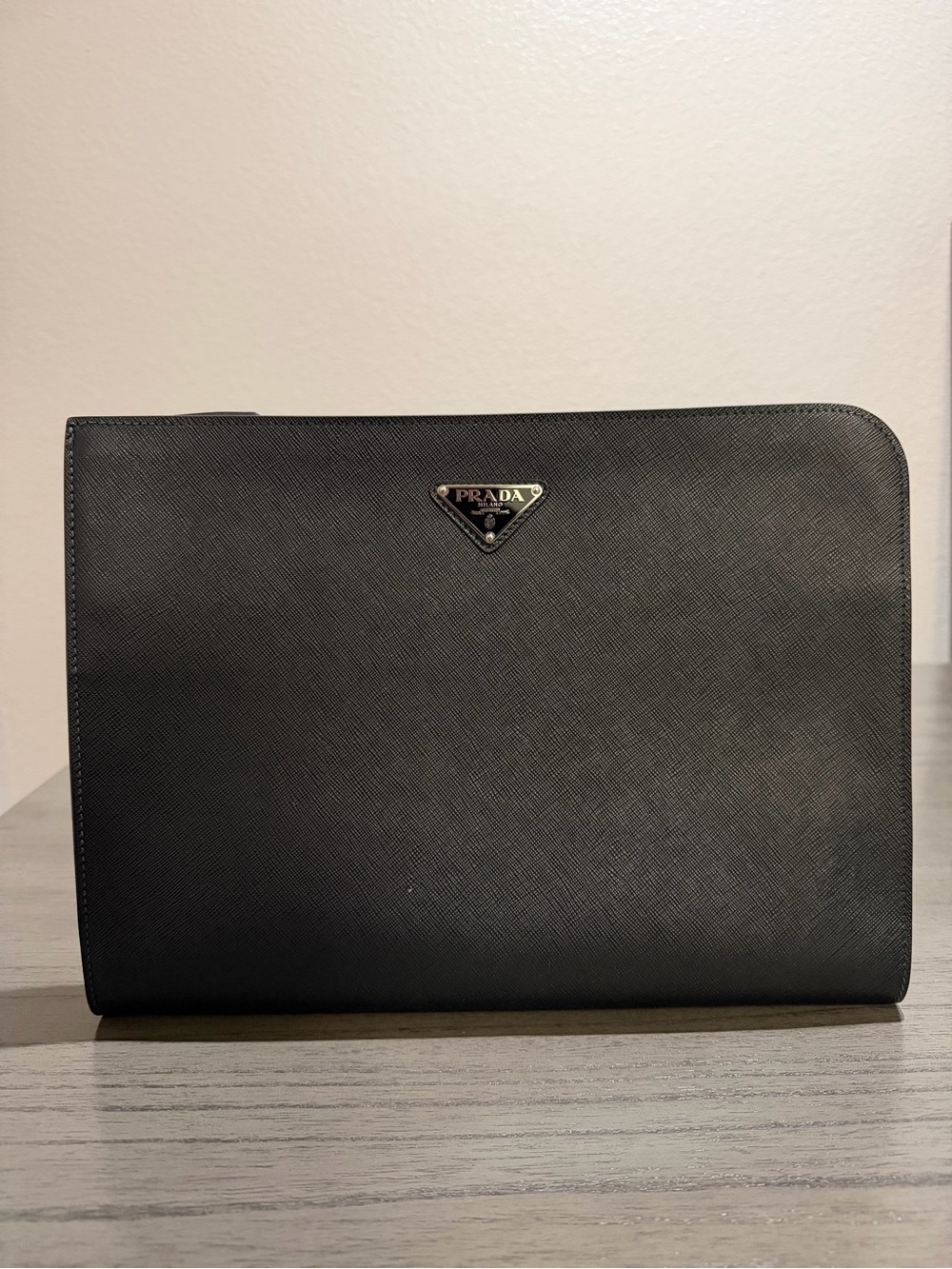 Prada Black Saffiano Leather Portfolio Case